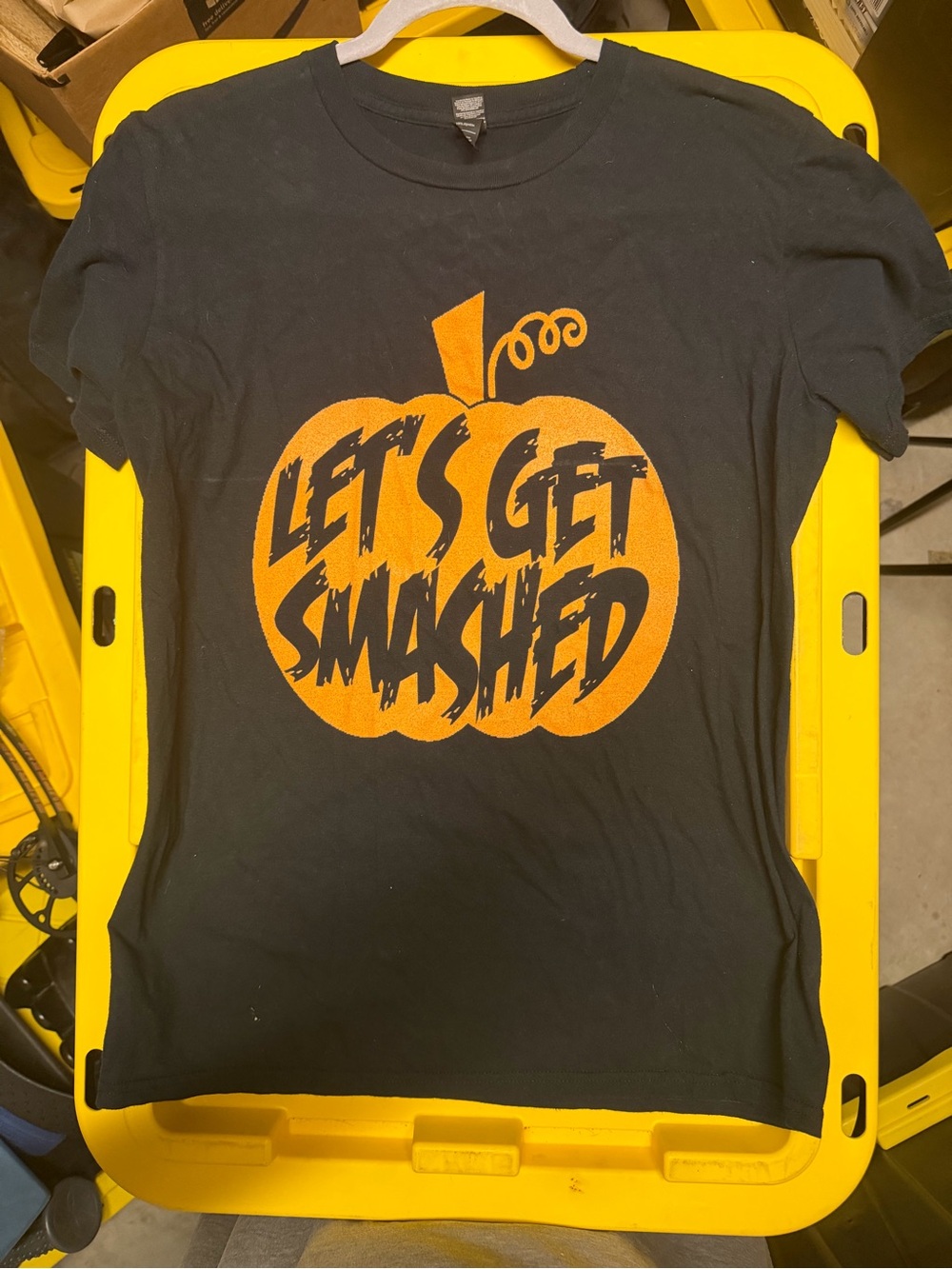 Halloween Black T-Shirt with Let’s get smashed Pumpkin Graphic
